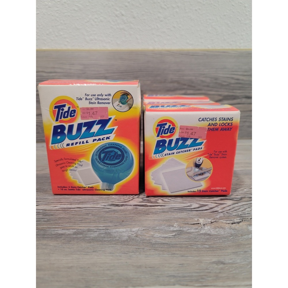 Tide Buzz Refill pack with 3 ultrasonic stain catcher pads New old stock sealed